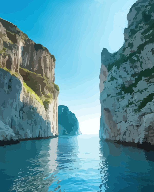 Mediterranean Coastal Fjord Paint by Numbers for Adults by Paintarthub