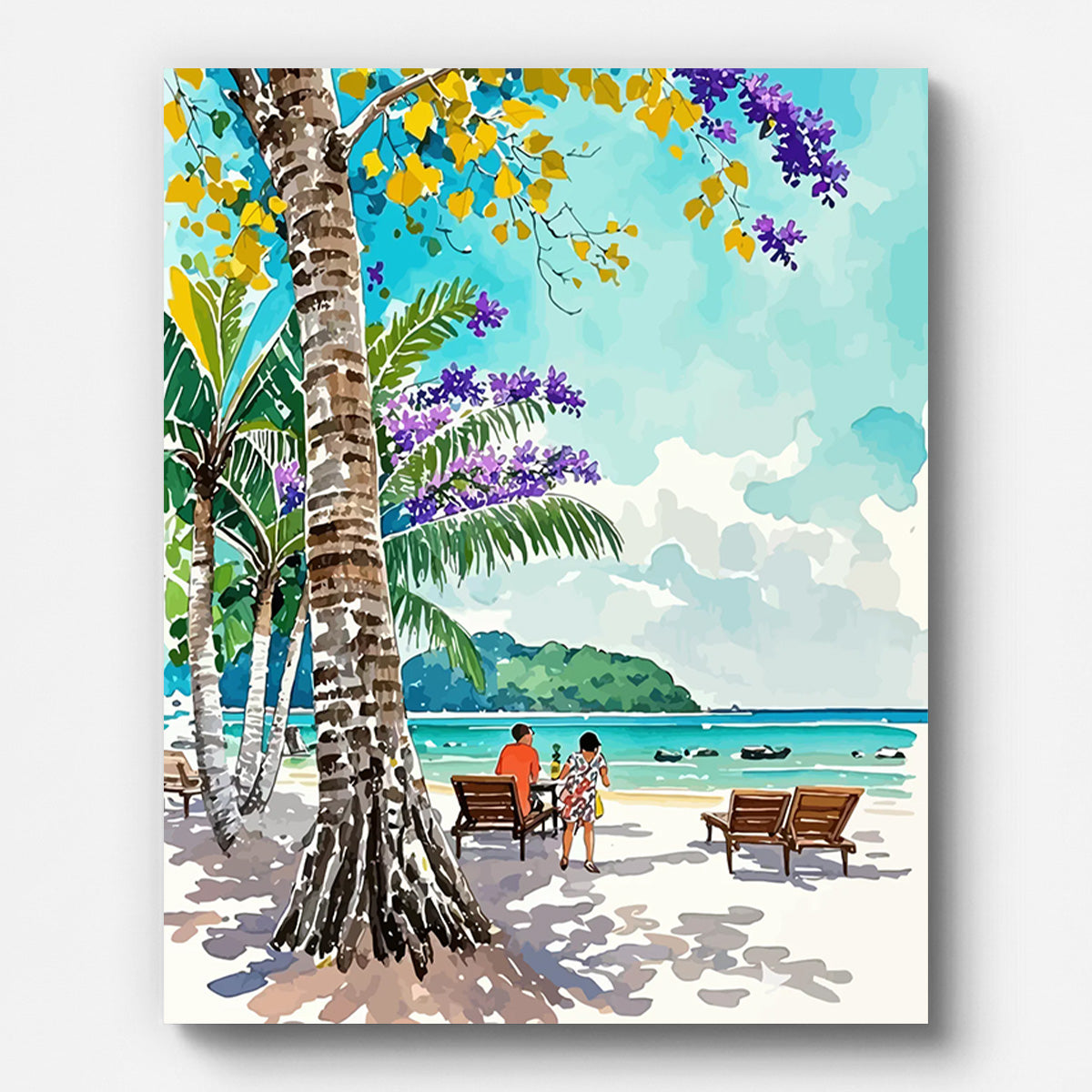 Mediterranean Coastal Paint by Numbers for Adults by Paintarthub - Finished Wall Art