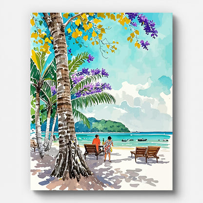 Mediterranean Coastal Paint by Numbers for Adults by Paintarthub - Finished Wall Art