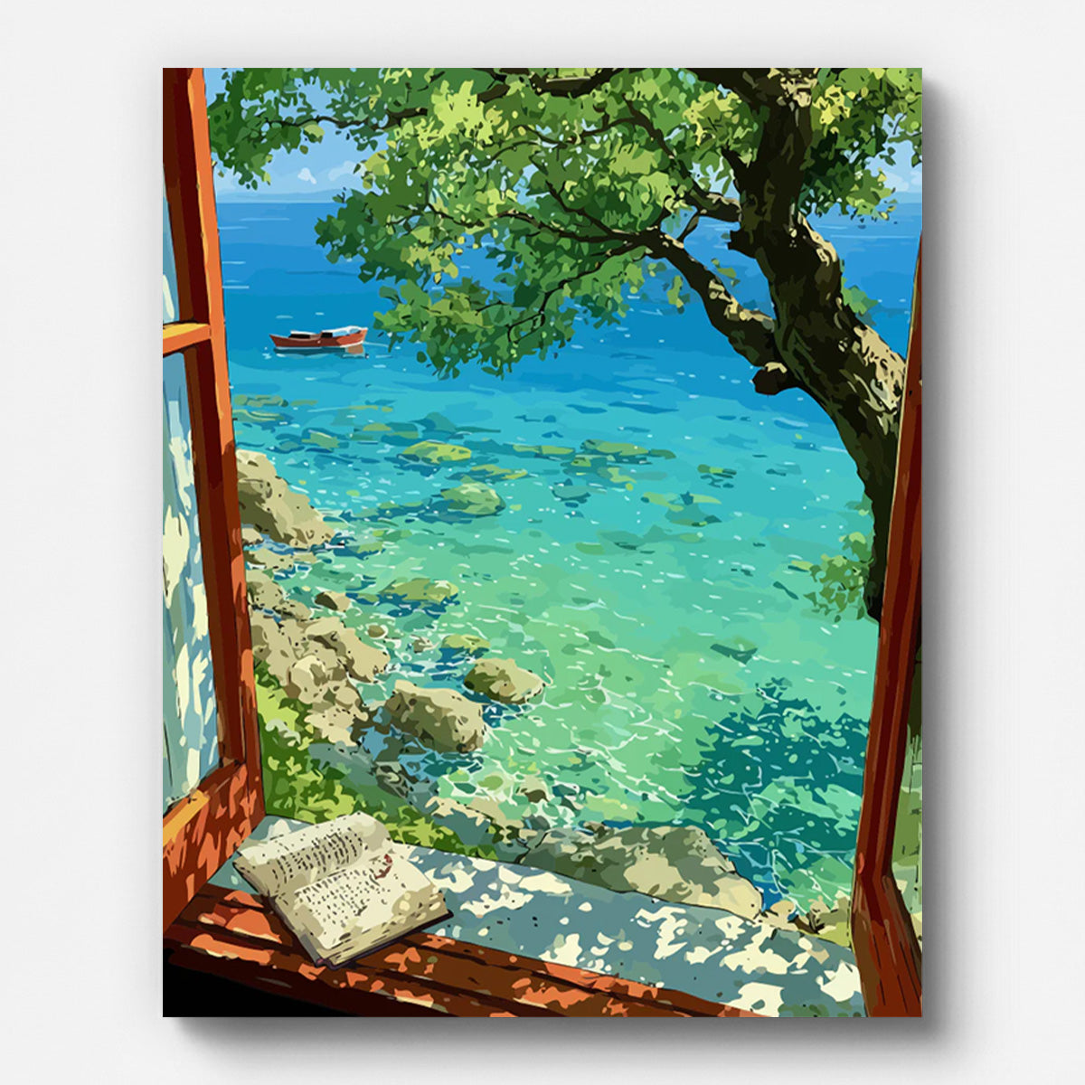 Mediterranean Sea Paint by Numbers for Adults by Paintarthub - Finished Wall Art