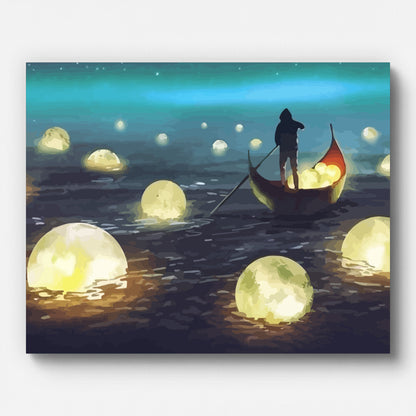 Moon Lake Paint by Numbers for Adults by Paintarthub - Finished Wall Art