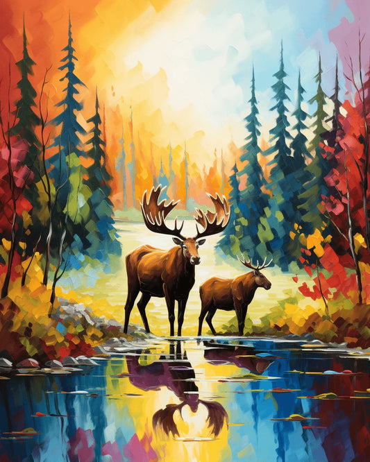 Moose by The Water Paint by Number for Adults by Paintarthub
