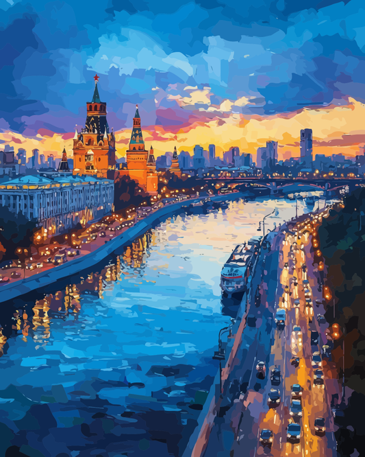 Moscow Night Paint by Numbers for Adults by Paintarthub