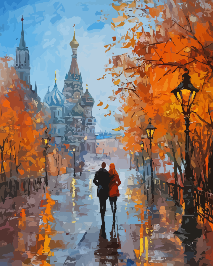 Moscow St. Basil’s Cathedral Autumn Paint by Numbers for Adults by Paintarthub