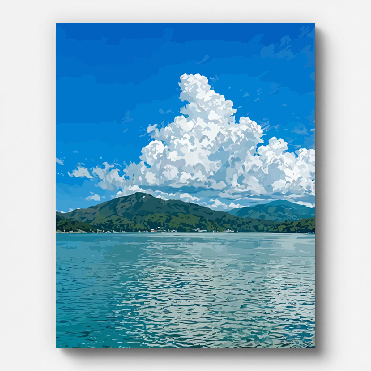 Mountain Lake Summer Paint by Numbers for Adults by Paintarthub - Finished Wall Art