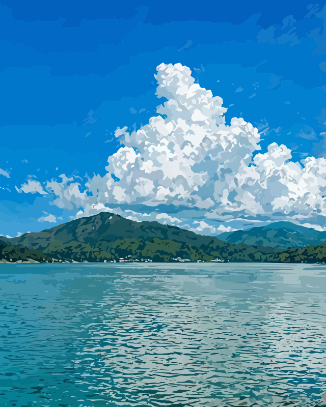 Mountain Lake Summer Paint by Numbers for Adults by Paintarthub