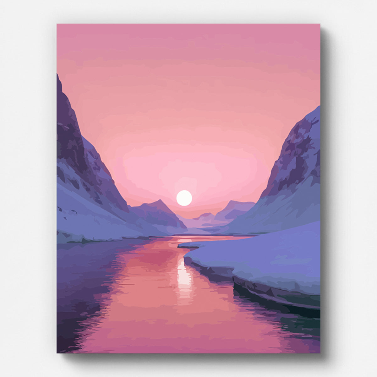 Mountain Sunset Fjord Paint by Numbers for Adults by Paintarthub - Finished Wall Art