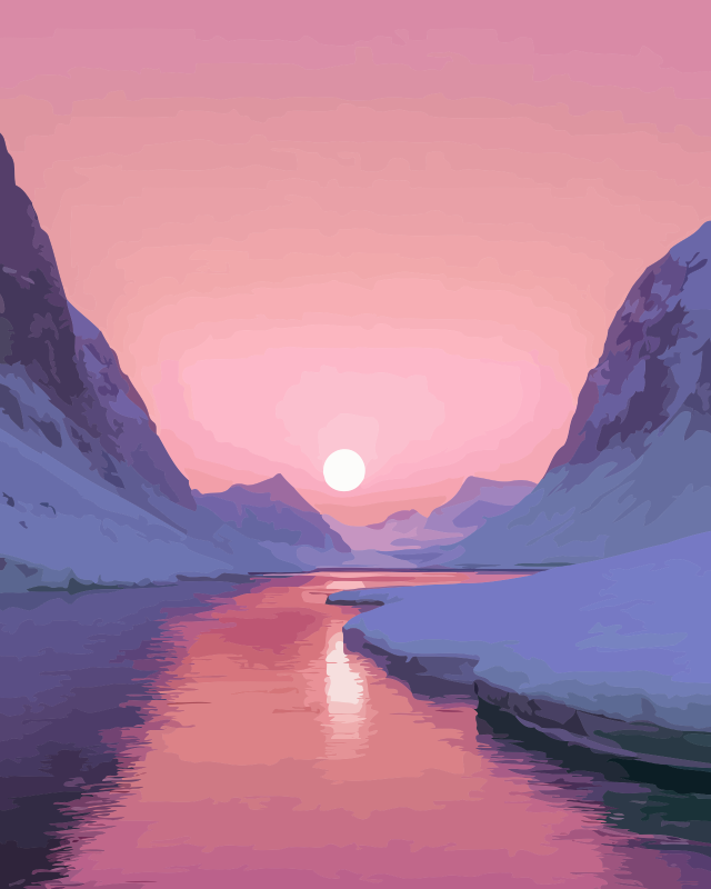 Mountain Sunset Fjord Paint by Numbers for Adults by Paintarthub
