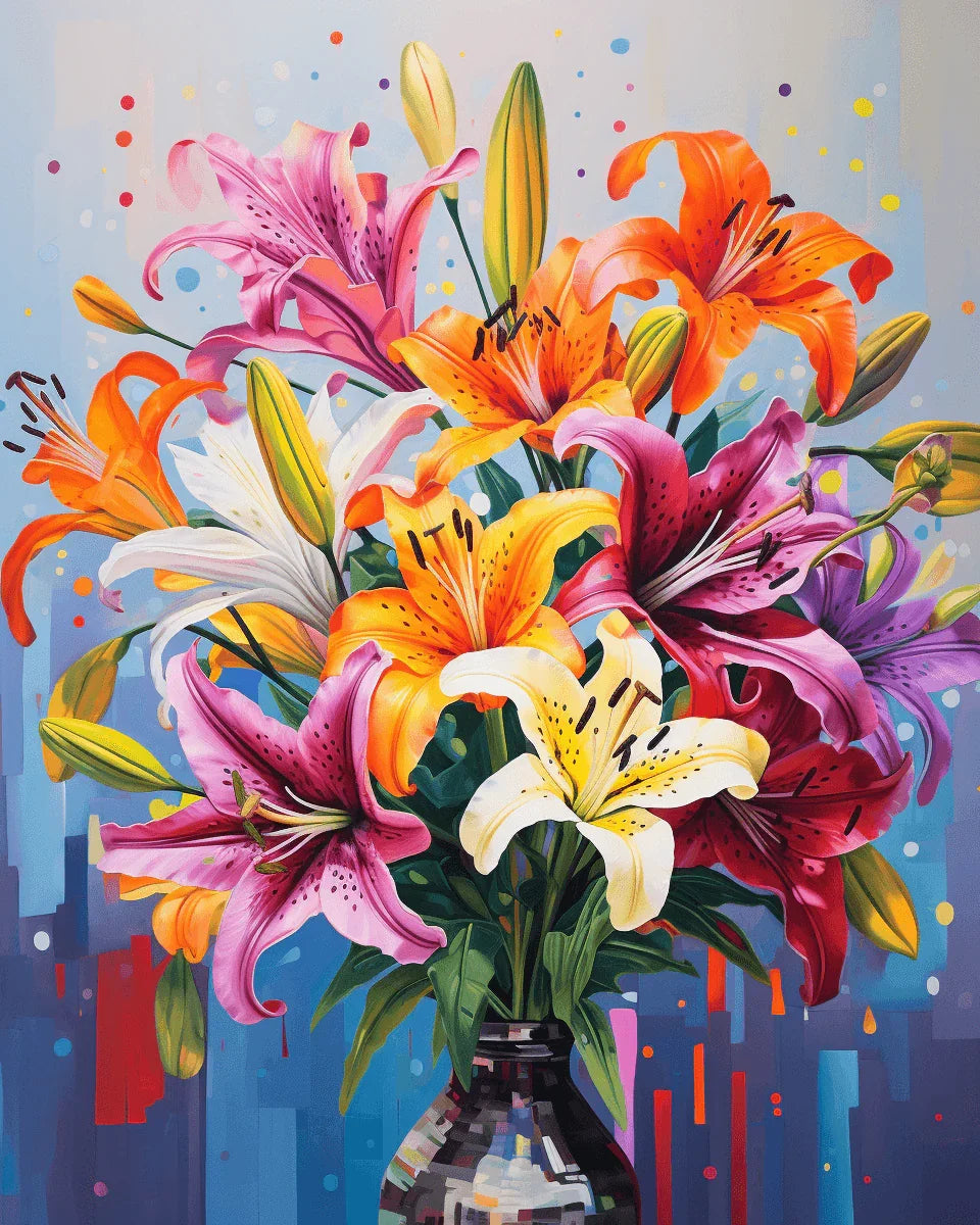 Multi-colored Lilies Paint by Numbers for Adults by Paintarthub