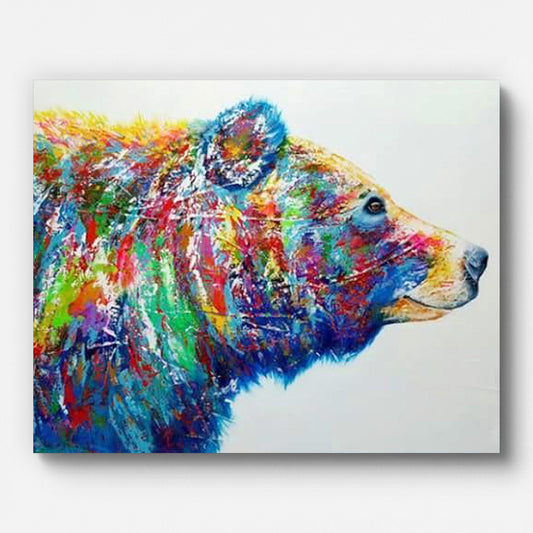 Multicolor Bear Paint by Numbers for Adults by Paintarthub - Finished Wall Art