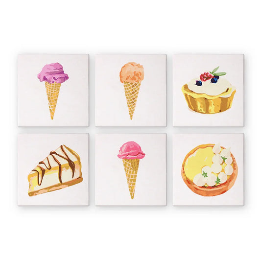 Mini Paint by Numbers 6 Pieces - Ice Cream & Pie Free Shipping - Paintarthub