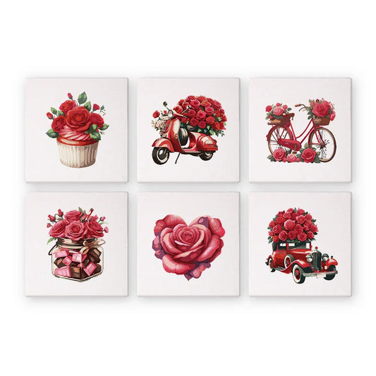 Mini Paint by Numbers 6 Pieces - Romantic Blossoms Free Shipping - Paintarthub