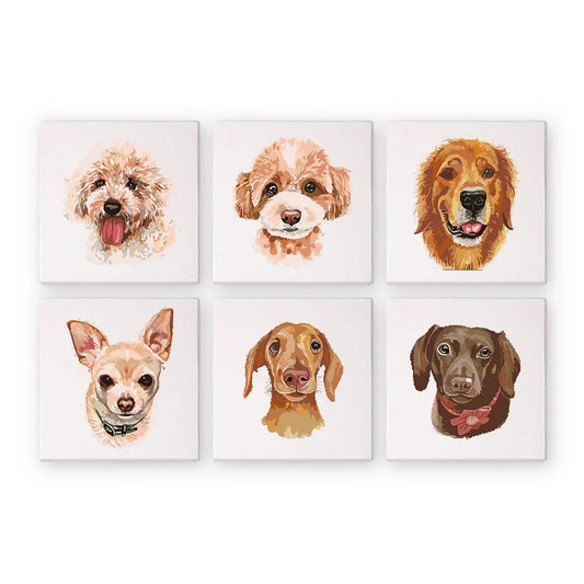 Mini Paint by Numbers 6 Pieces - Lovable Dogs Free Shipping - Paintarthub