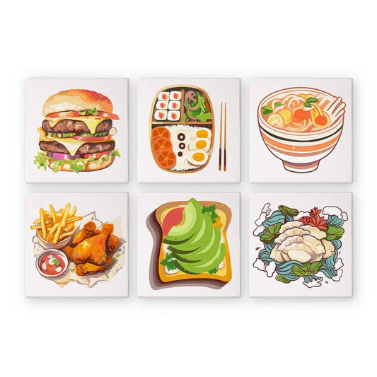 Mini Paint by Numbers 6 Pieces - Foodie Favorites Free Shipping - Paintarthub