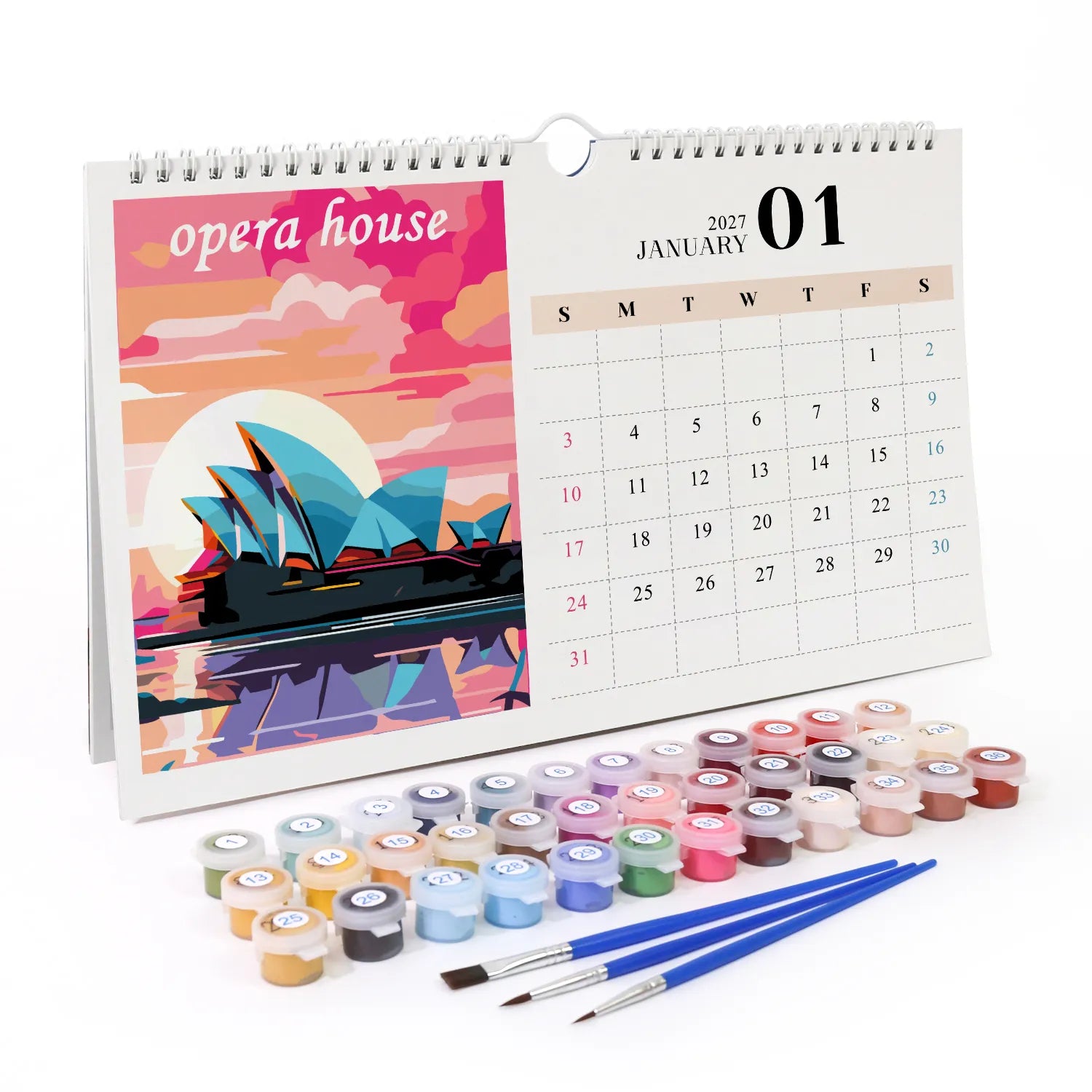 Paint by Numbers Calendar 2027 - World Landmarks Free Shipping - Paintarthub