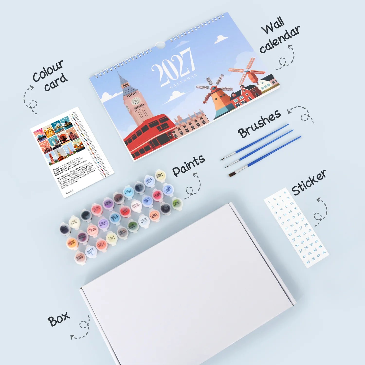Paint by Numbers Calendar 2027 - World Landmarks Free Shipping - Paintarthub
