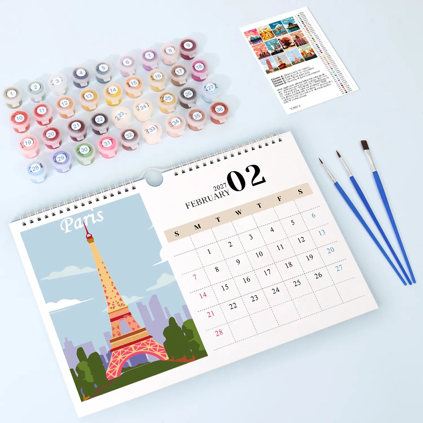Paint by Numbers Calendar 2027 - World Landmarks Free Shipping - Paintarthub