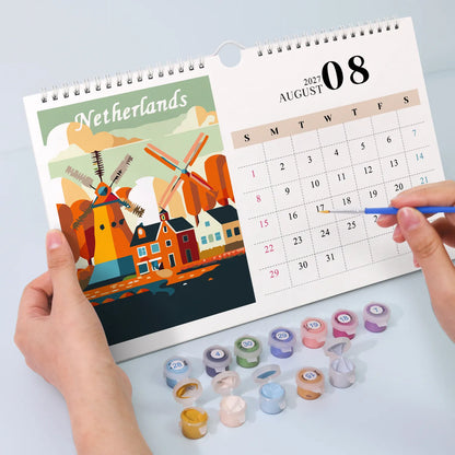 Paint by Numbers Calendar 2027 - World Landmarks Free Shipping - Paintarthub