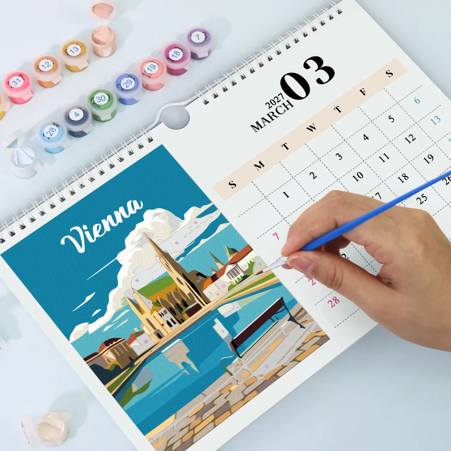 Paint by Numbers Calendar 2027 - World Landmarks Free Shipping - Paintarthub