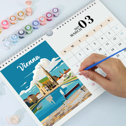 Paint by Numbers Calendar 2027 - World Landmarks Free Shipping - Paintarthub