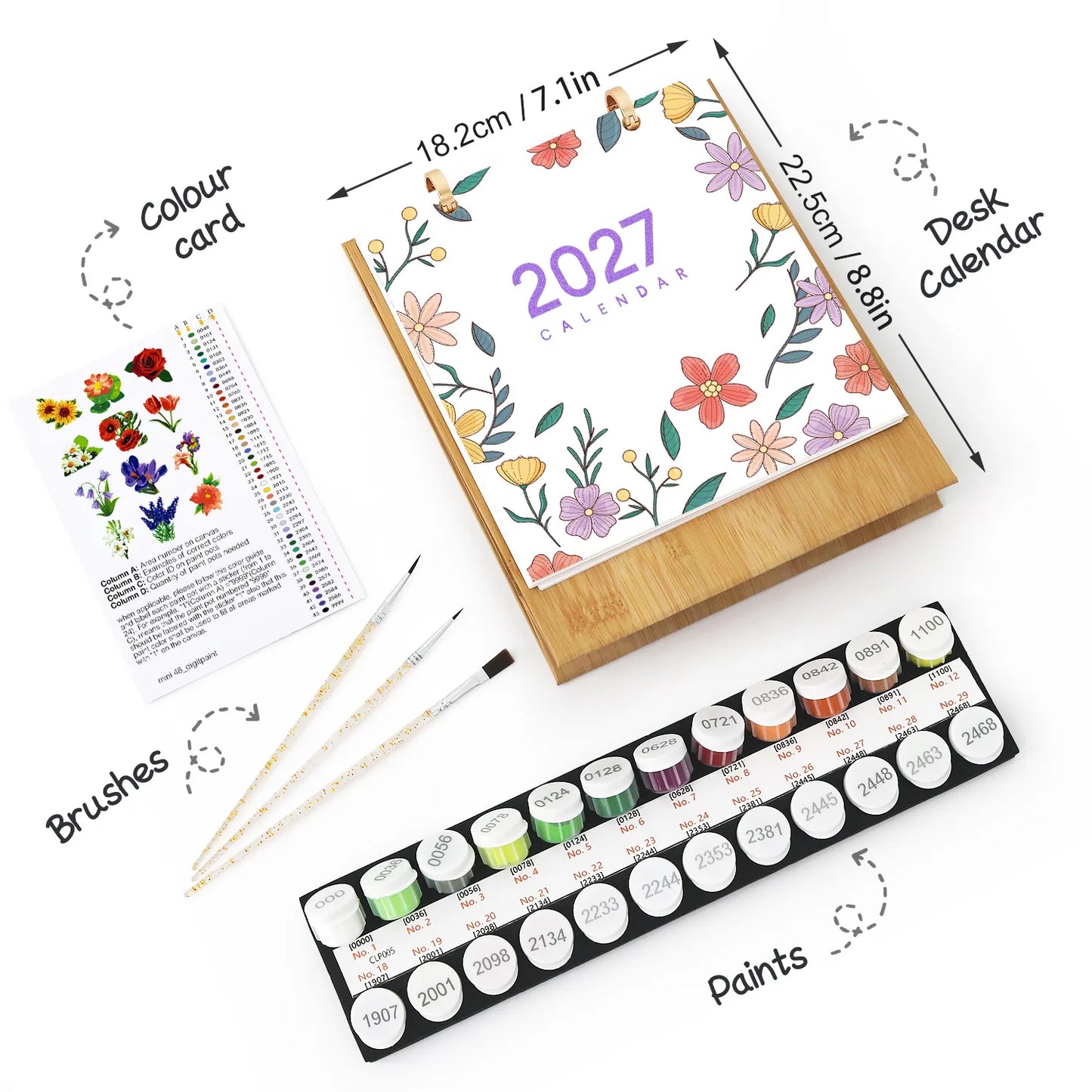 Paint by Numbers Floral Calendar 2027 Free Shipping - Paintarthub