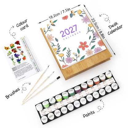 Paint by Numbers Floral Calendar 2027 Free Shipping - Paintarthub
