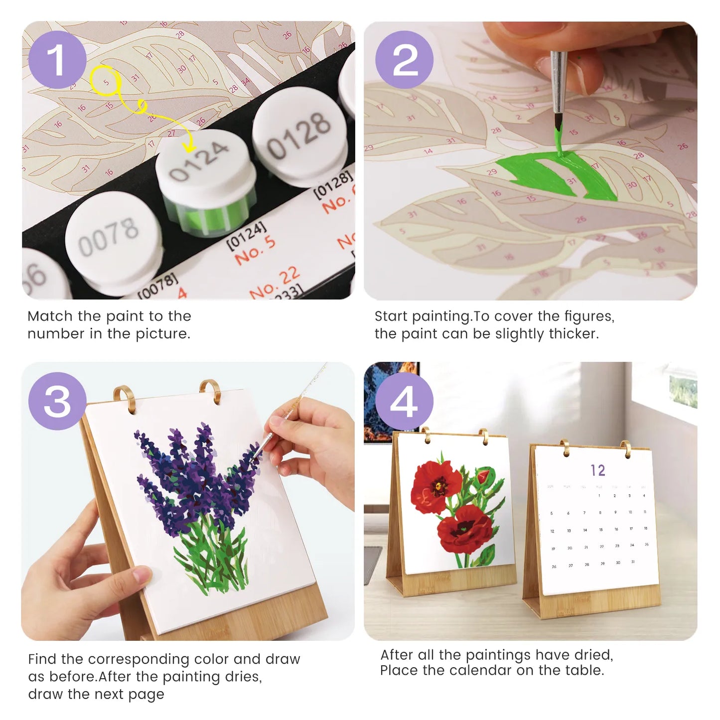 Paint by Numbers Floral Calendar 2027 Free Shipping - Paintarthub