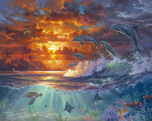 Dolphins and Sunset Paint by Numbers