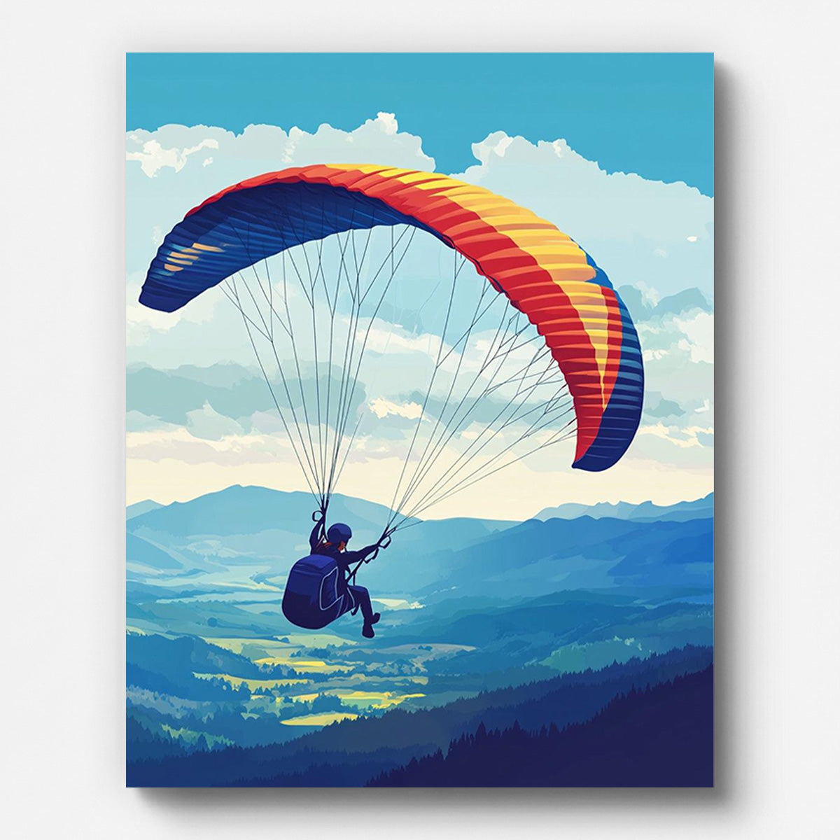 Paragliding Adventure Paint by Numbers for Adults by Paintarthub - Finished Wall Art
