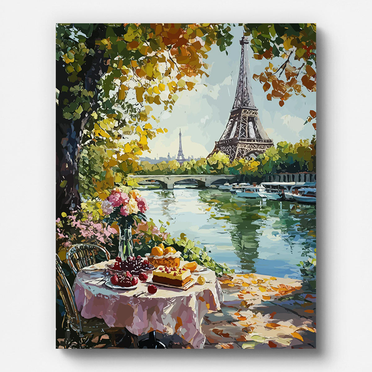 Paris Autumn Picnic Paint by Numbers for Adults by Paintarthub - Finished Wall Art