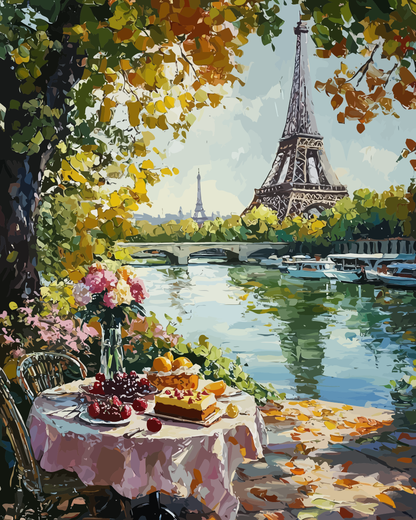 Paris Autumn Picnic Paint by Numbers for Adults by Paintarthub