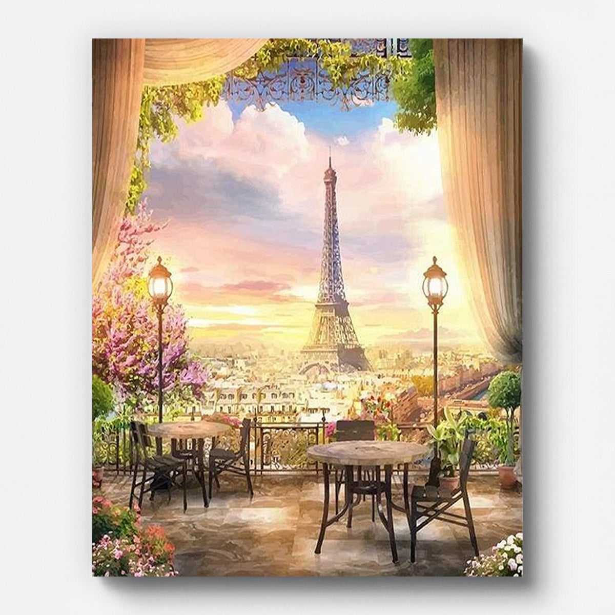 Paris Eiffel Tower Paint by Numbers for Adults by Paintarthub - Finished Wall Art