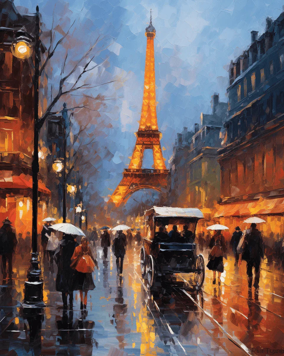 Parisian Street Paint by Numbers for Adults by Paintarthub