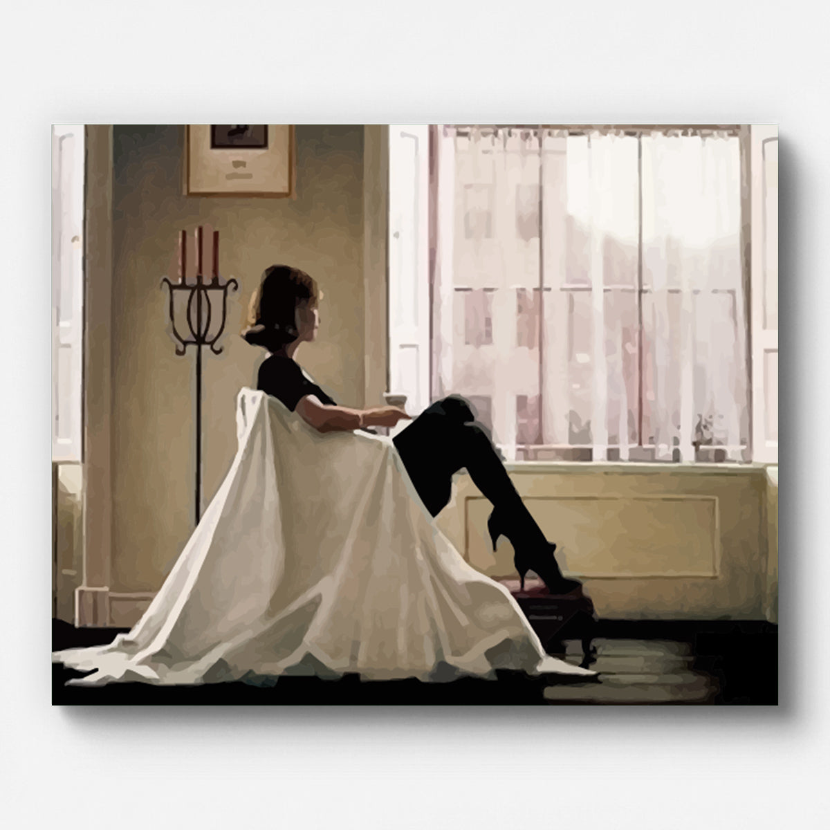 Pensive Lady by the Window Paint by Numbers for Adults by Paintarthub - Finished Wall Art