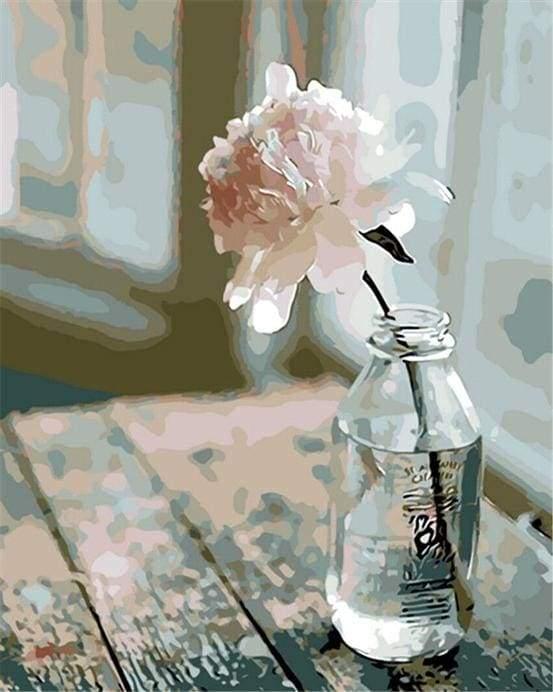 Pink Flower in The Vase Paint by Numbers for Adults by Paintarthub