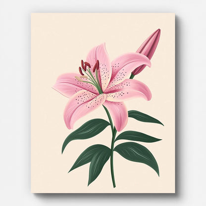 Pink Lily Paint by Numbers for Adults by Paintarthub - Finished Wall Art