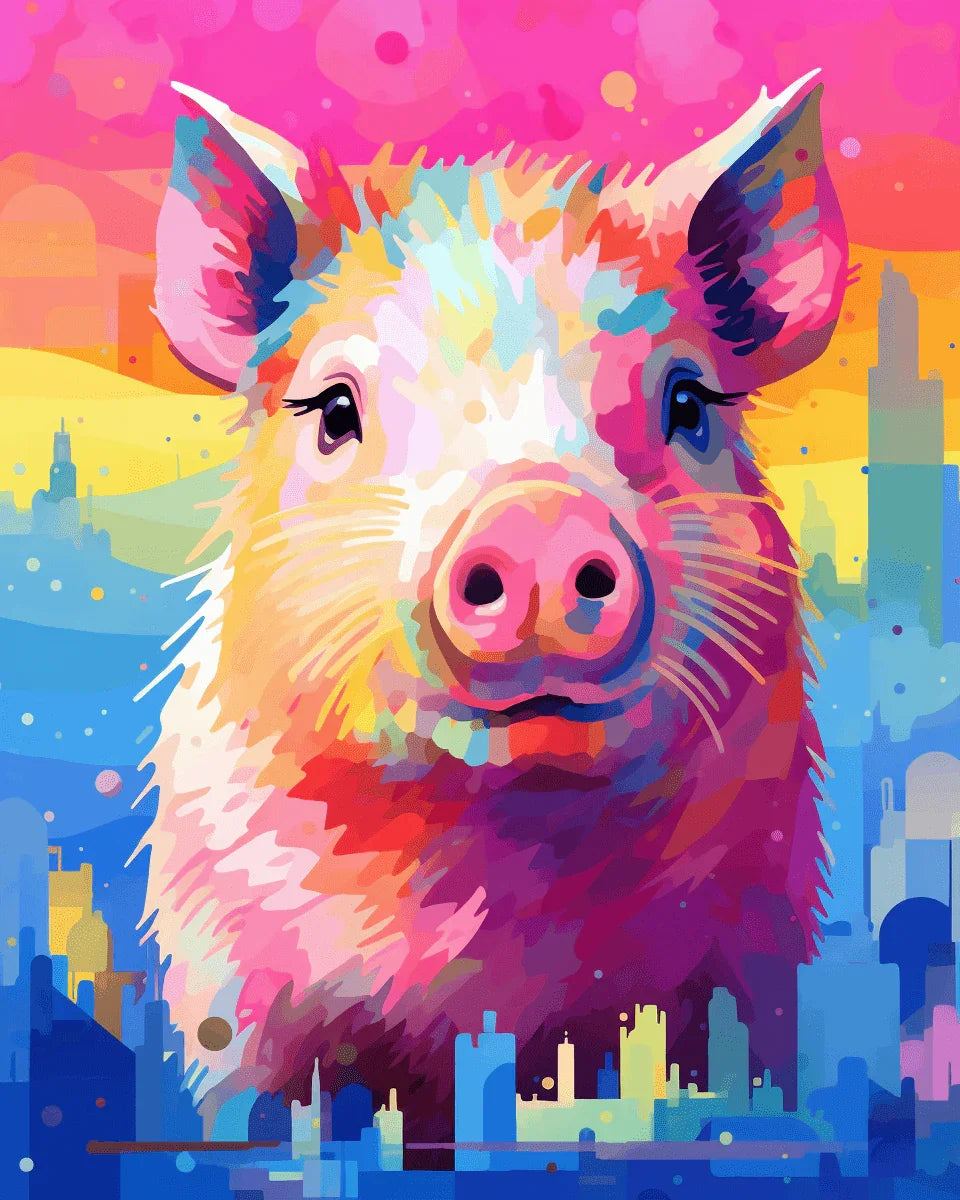 Pink Pig Paint by Number for Adults by Paintarthub