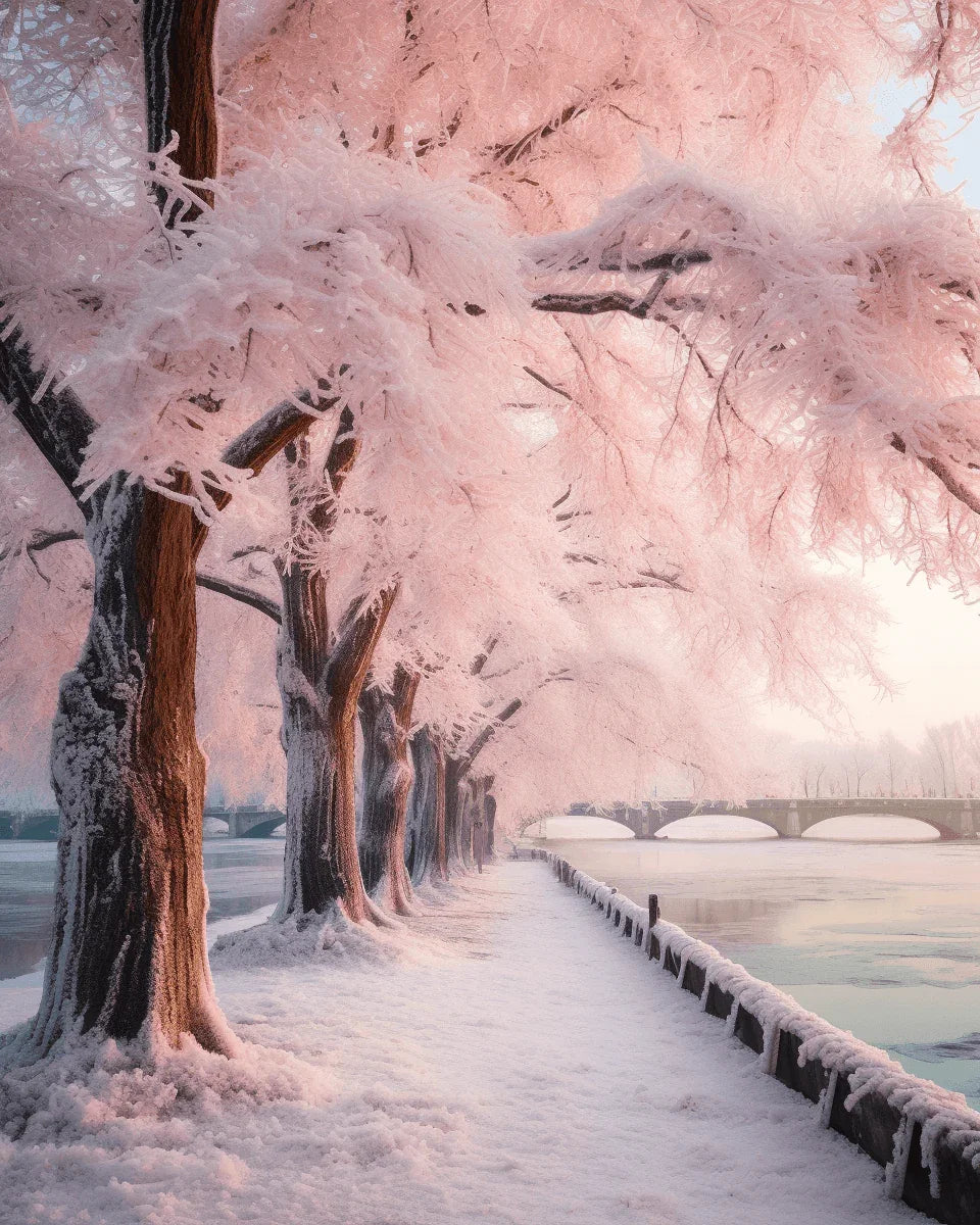 Pink Snow Tree Paint by Numbers for Adults by Paintarthub