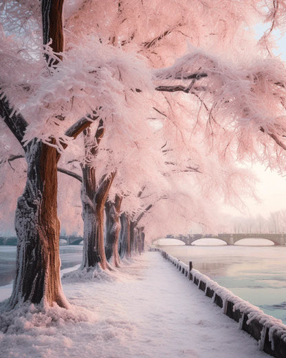 Pink Snow Tree Paint by Numbers for Adults by Paintarthub