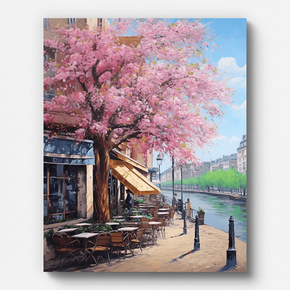 Pink Tree by The River Paint by Numbers for Adults by Paintarthub - Finished Wall Art