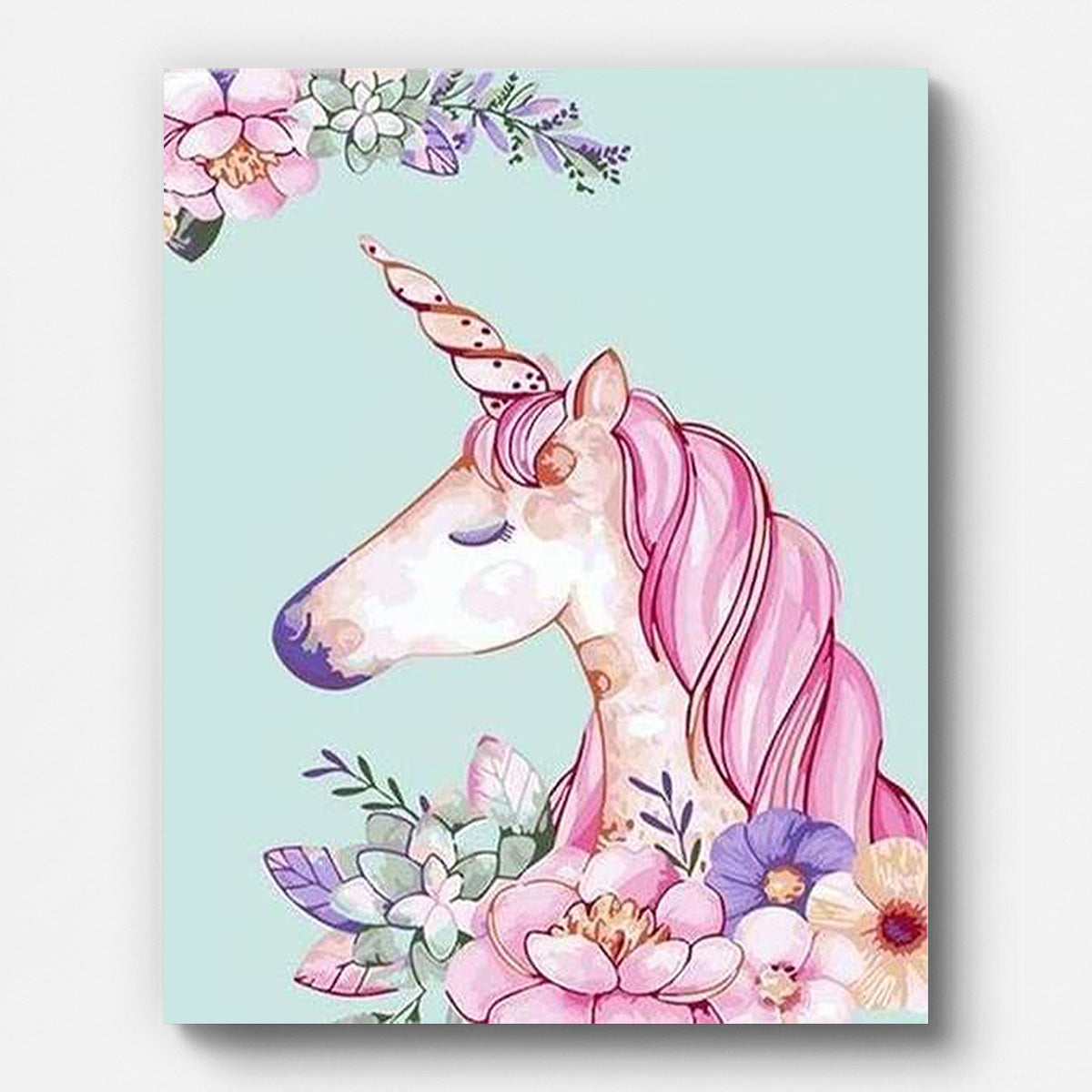 Pink Unicorn Paint by Numbers for Adults by Paintarthub - Finished Wall Art