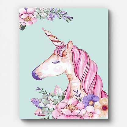 Pink Unicorn Paint by Numbers for Adults by Paintarthub - Finished Wall Art