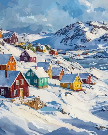Polar Village Paint by Numbers for Adults by Paintarthub
