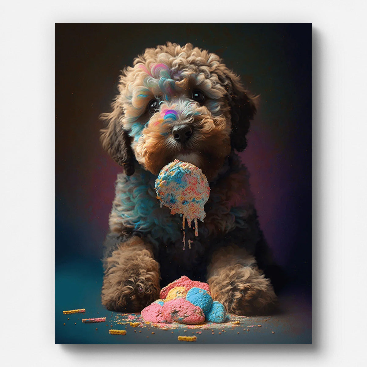 Poodle Puppy Paint by Numbers for Adults by Paintarthub - Finished Wall Art