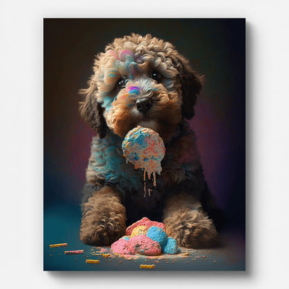 Poodle Puppy Paint by Numbers for Adults by Paintarthub - Finished Wall Art