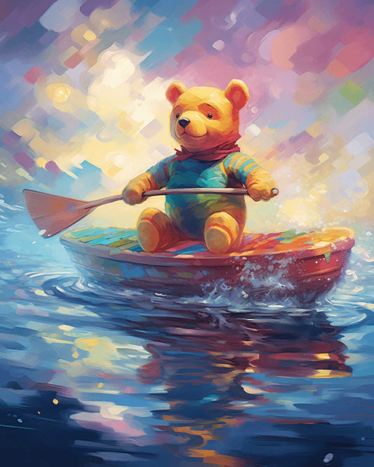 Pooh Bear on A Turtle Paint by Number for Adults by Paintarthub