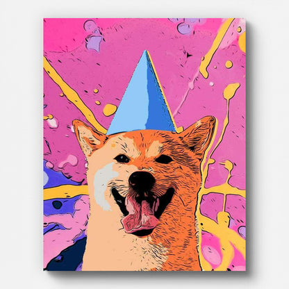 Pop Art Smiling Dog Paint by Numbers for Adults by Paintarthub - Finished Wall Art