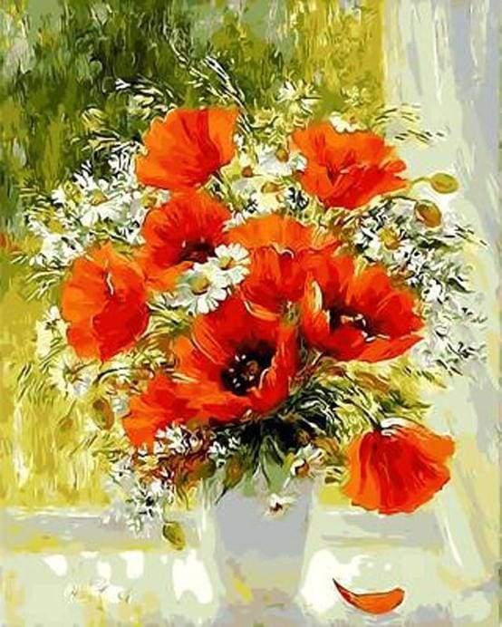 Poppies and Daisies Paint by Numbers for Adults by Paintarthub