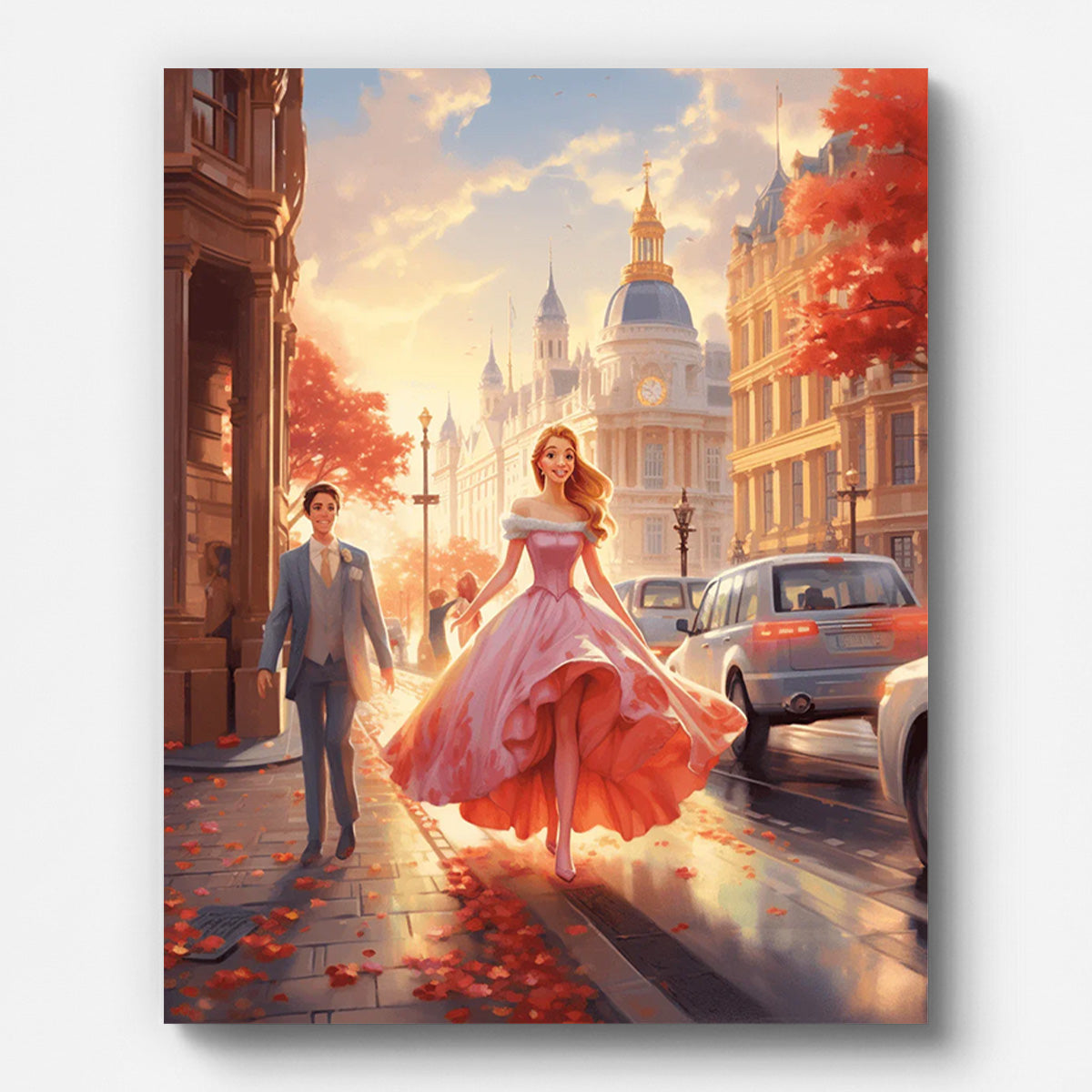 Prince and Princess on The Street Paint by Numbers for Adults by Paintarthub - Finished Wall Art