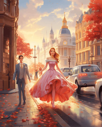 Prince and Princess on The Street Paint by Numbers for Adults by Paintarthub